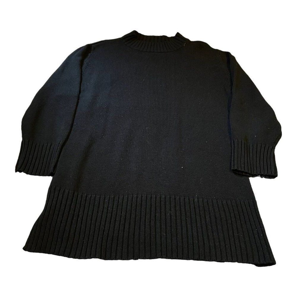 Stefano Basics Womens Sweater Plus Size 1x 2x Black Long Sleeve Slimming Top